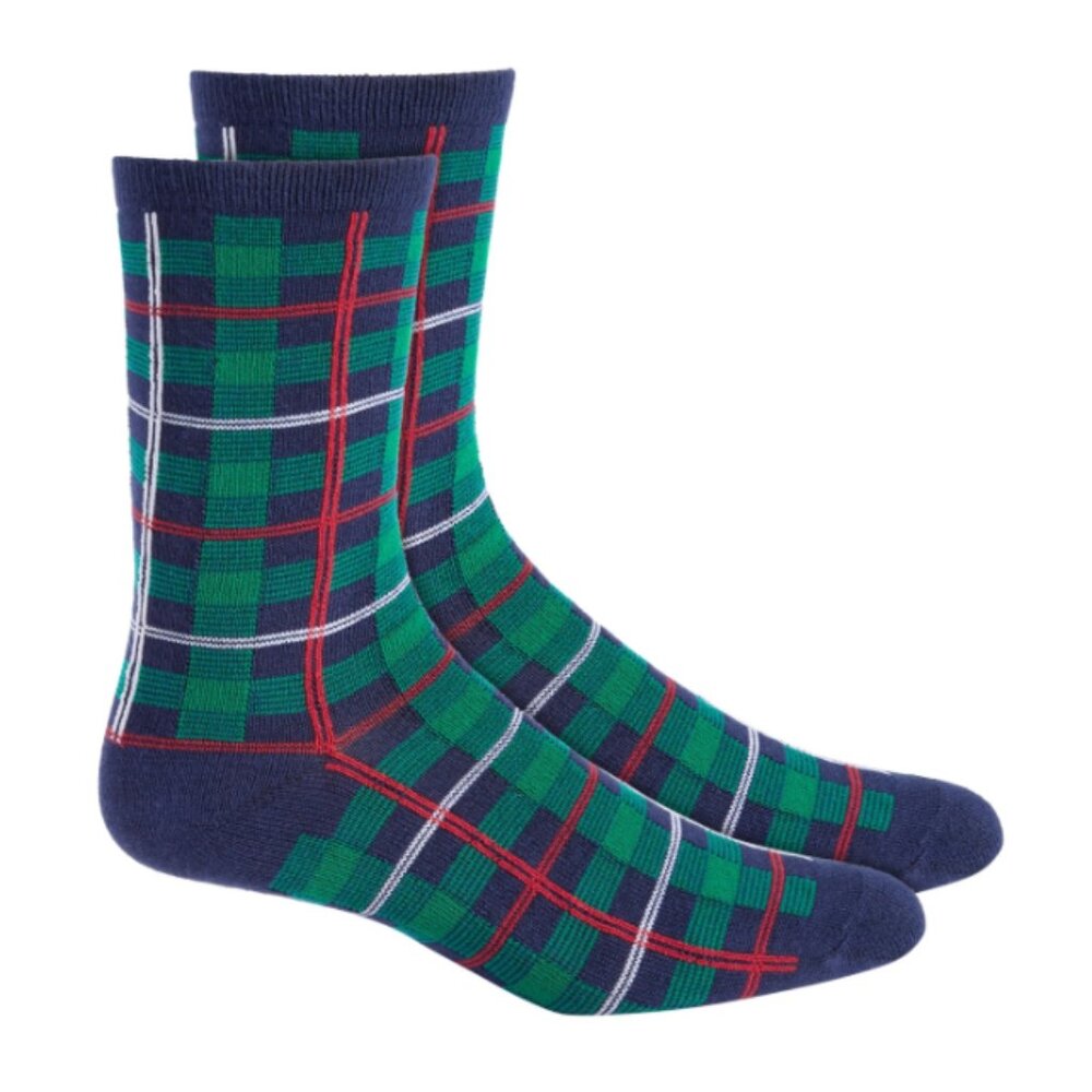 NWT Holiday Lane Women's Holiday Crew Socks, Family Plaid